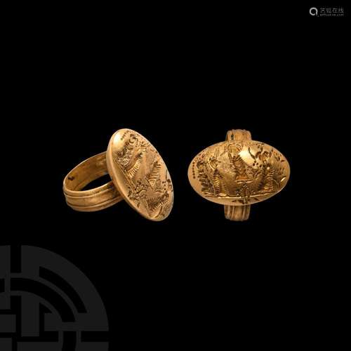 Antique Gilt Ring with Minoan Scene