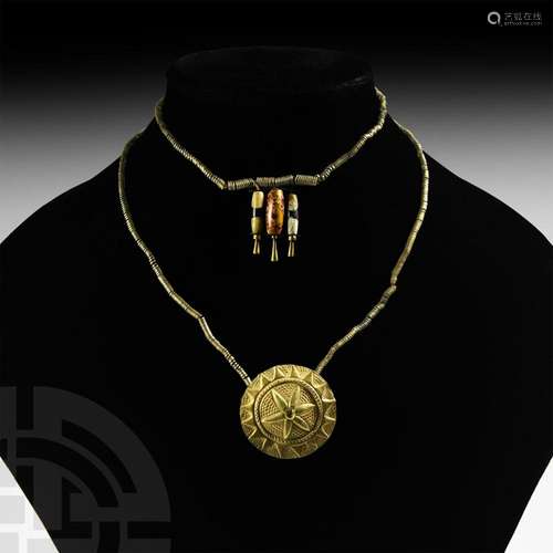 Uruk Gold Necklace with Solar Pendant