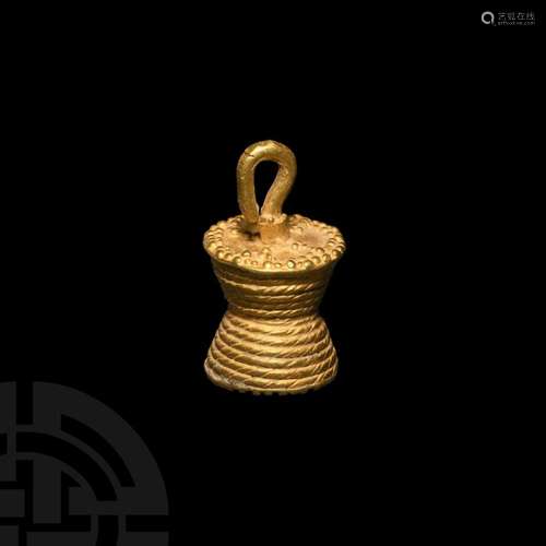 Western Asiatic Gold Cotton-Reel Shaped Pendant