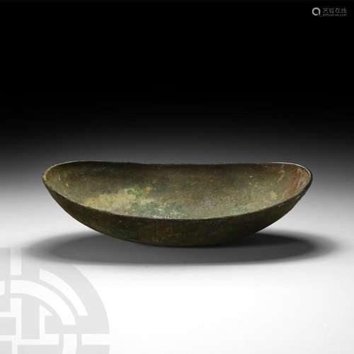 Sassanian Boat-Shaped Silver Bowl