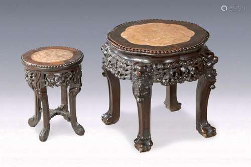 two stools, China, Middle of 20th c., redwood carved