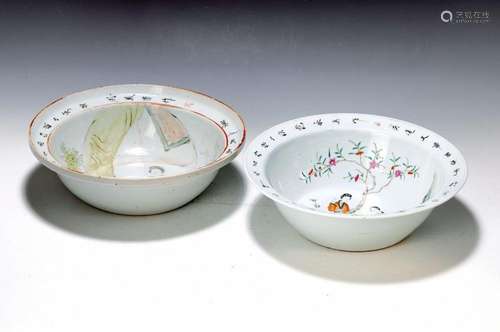 two bowls, China, around 1880, porcelain, withflower