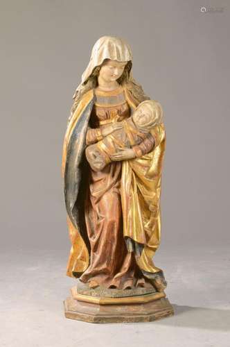 Mother of God with baby Jesus, 17th century, carved