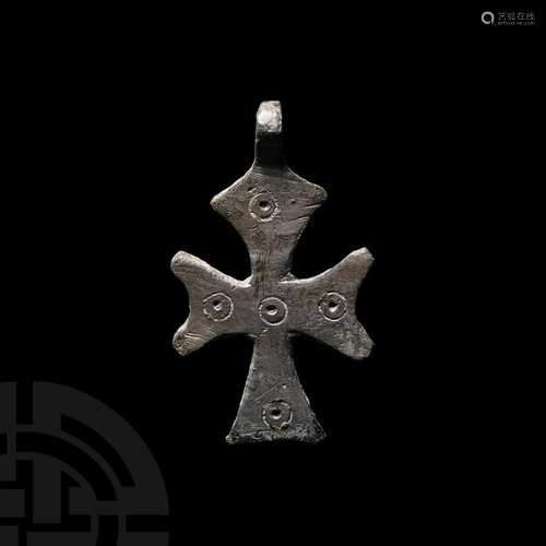 Post Byzantine Silvered Cross Pendant