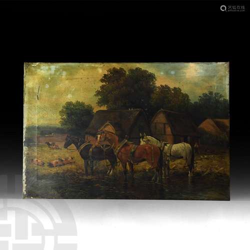 Victorian Rural Gloucestershire Landscape Oil Painting