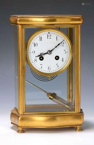 table clock with mercury pendulum, France, around 1900