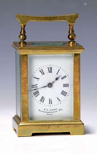 Small traveling clock, France, around 1880, brass