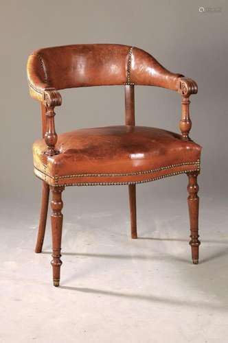 Leather armchair / Bergère, around 1880, solidoak