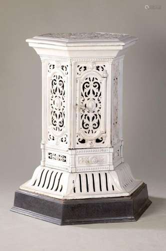 Cast-iron stove, France, around 1900, hexagonal