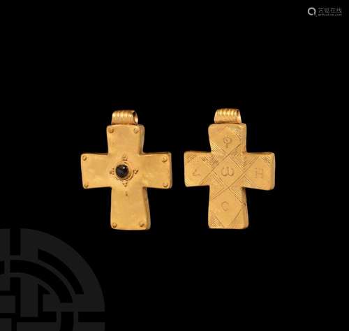 Post-Byzantine Gold Jewelled and Inscribed Cross