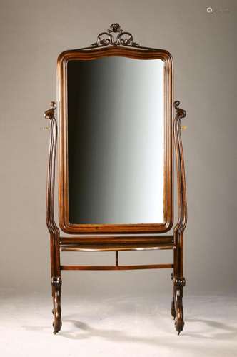 Large Stand mirror/Psyche, around 1860-80, Walnut