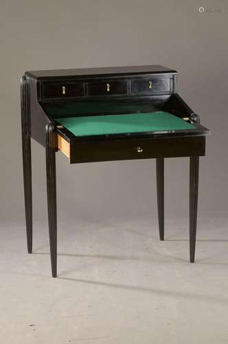 Art-Deco-secretary, France, around 1930, blacklacquered