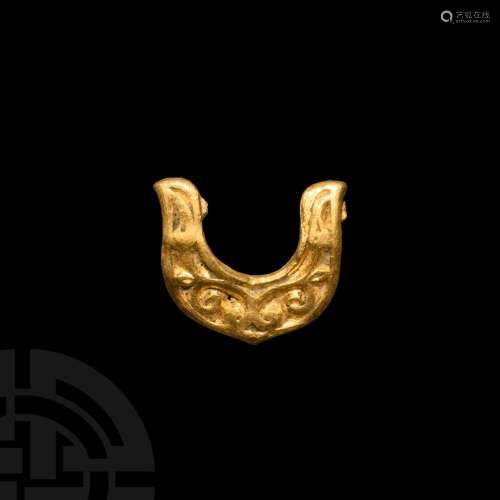 Viking Age Avar Gold Horseshoe-Shaped Belt Mount