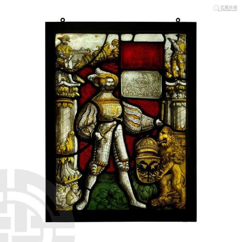 Medieval Stained Glass Heraldic Panel