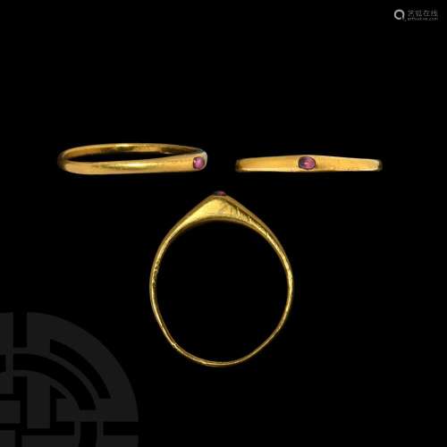 Medieval Stirrup Ring with Gemstone