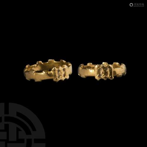 Georgian Gold Ring with Lombardic Letter M