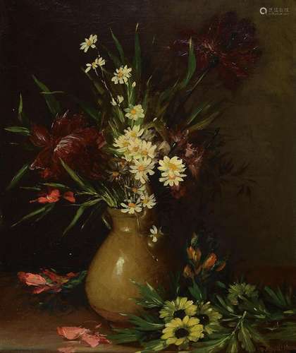 Louis Gensollen, 1834-1907, still life with flowers, oil