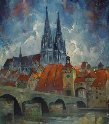 Gustav Lüttgens, born 1898 Berlin, view over the river on