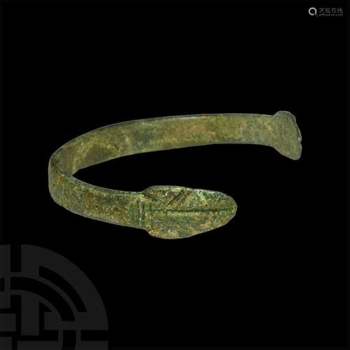 Graeco-Roman Armilla Bracelet with Snake Head Terminals