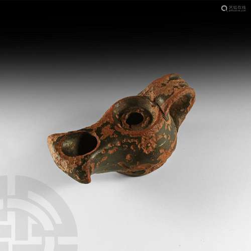 Greek Black Ware Oil Lamp