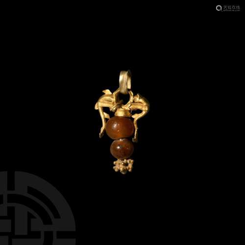 Greek Gold Pendant with Dolphins