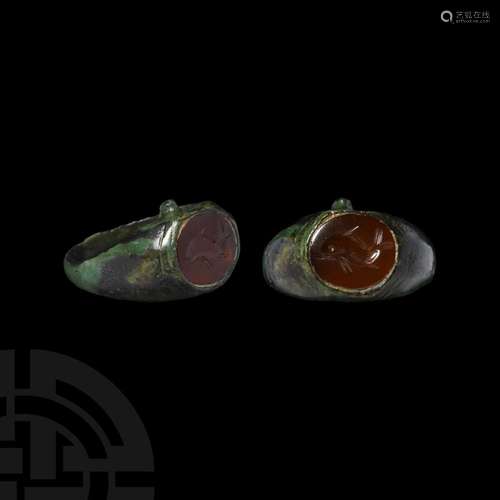 Roman Ring with Dolphin Gemstone