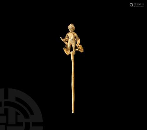 Roman or Parthian Gold Pin with Hercules