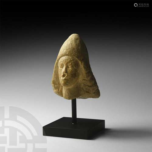 Roman Limestone Head of a Deity or Genius