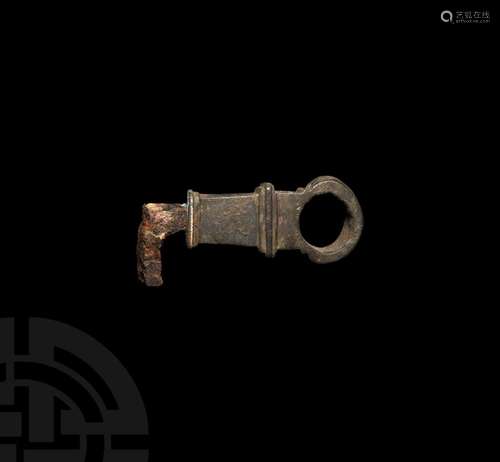 Large Roman Bronze Handled Key