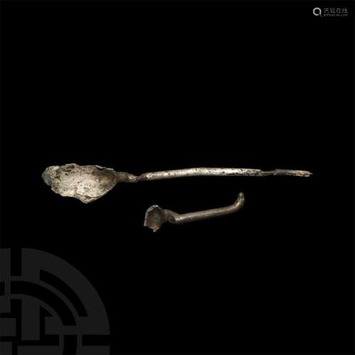 Roman Silver Salt Spoon Pair