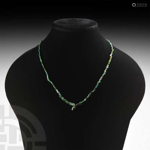 Roman Tubular Green Glass Bead Necklace