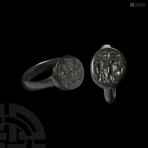 Roman Military Ring with Rearing Horse and Eagle