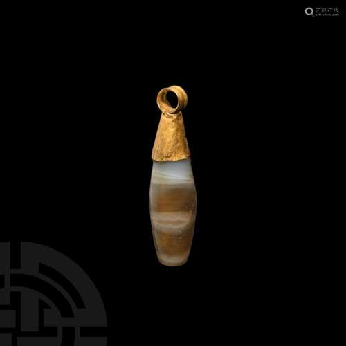 Gold and Banded Agate Pendant