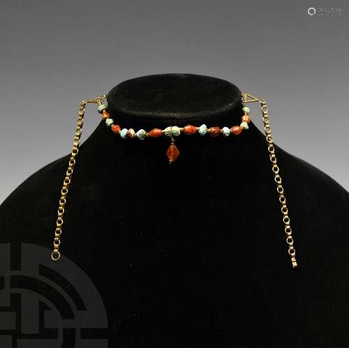 Faience and Hardstone Bead Necklace