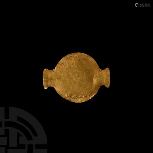 Large Gold Flat-Form Pendant Bead