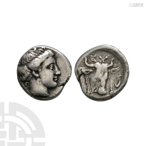 Euboia - Bull's Head AR Drachm