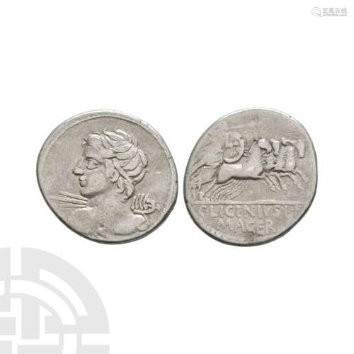 Roman Republican Coins - C Linius L f Macer - Minerva AR Den...