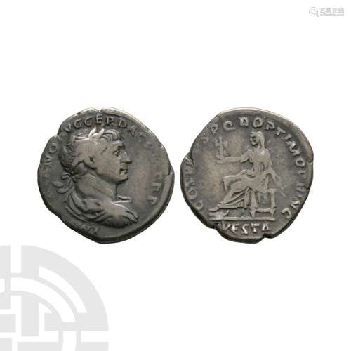 Trajan - Vesta AR Denarius