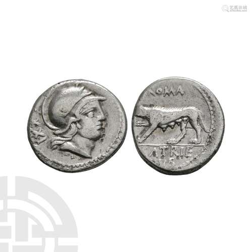 Roman Republican Coins - P Satrienus - She-Wolf AR Denarius