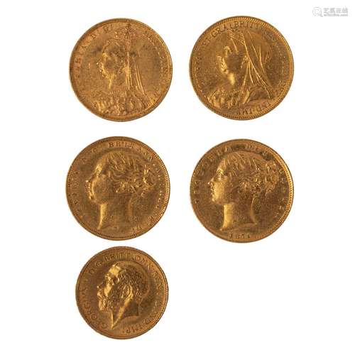 Viktorianische Sovereigns/GOLD - 4 x 1 Sovereign