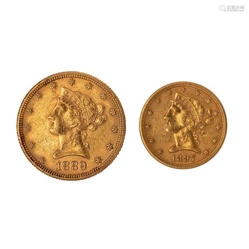 USA/GOLD - 10 Dollars 1889 + 5 Dollars 1897,