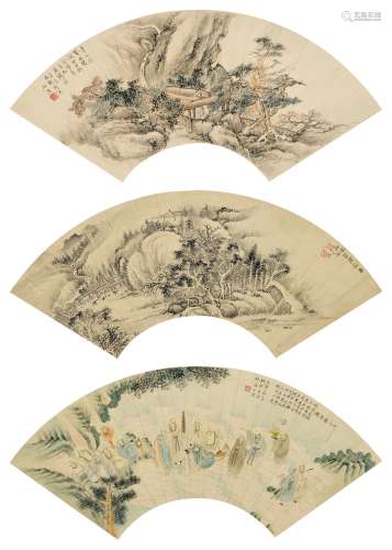 朱點衣（清）、愛新覺羅• 弘旿（1743-1811）、千秋盛（生卒年不詳） 山水...