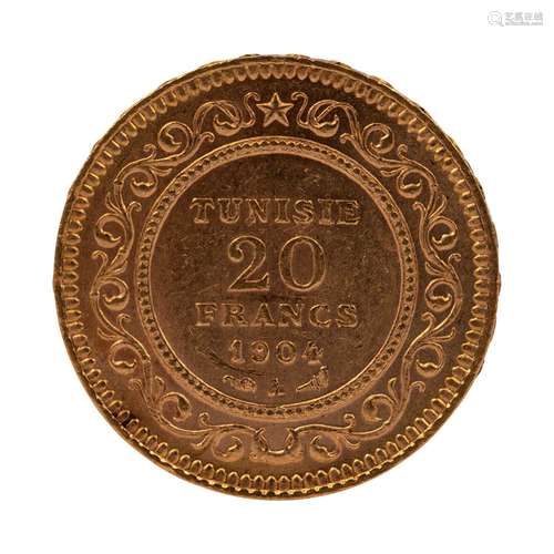 Tunesien /GOLD - 20 Francs 1904 A