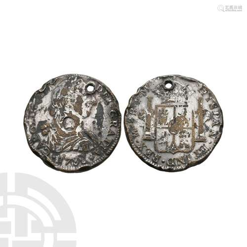 English Tokens - Mexico - 1788 - Plated Countermarked 8 Real...