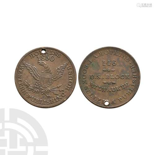 World Tokens - USA - Milwaukee - A I Hopkins - 1850 - Copper...