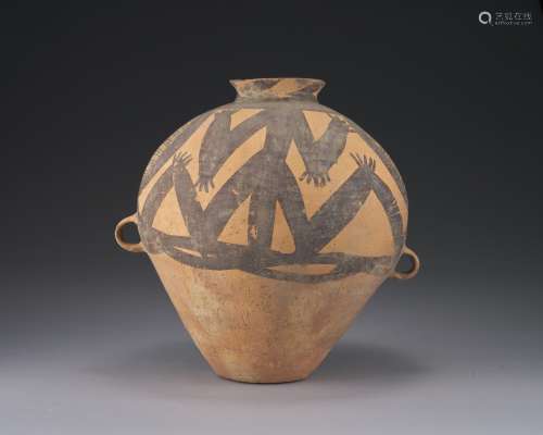 新石器時代 馬家窯彩陶人物紋雙耳壺