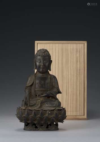 清 銅製阿彌陀佛座像