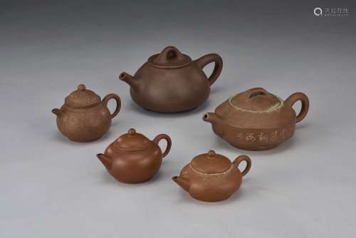 紫砂茶壺五件