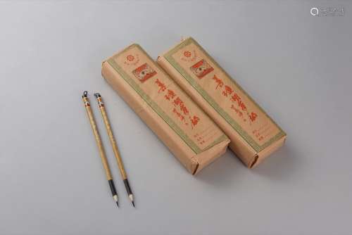 八十年代善璉湖筆厂出口日本原裝雙羊牌選毫圓健筆