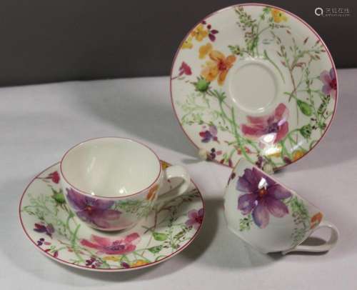 PAAR TASSNE MIT U.T., VILLEROY & BOCH, FLORALE DEKORE